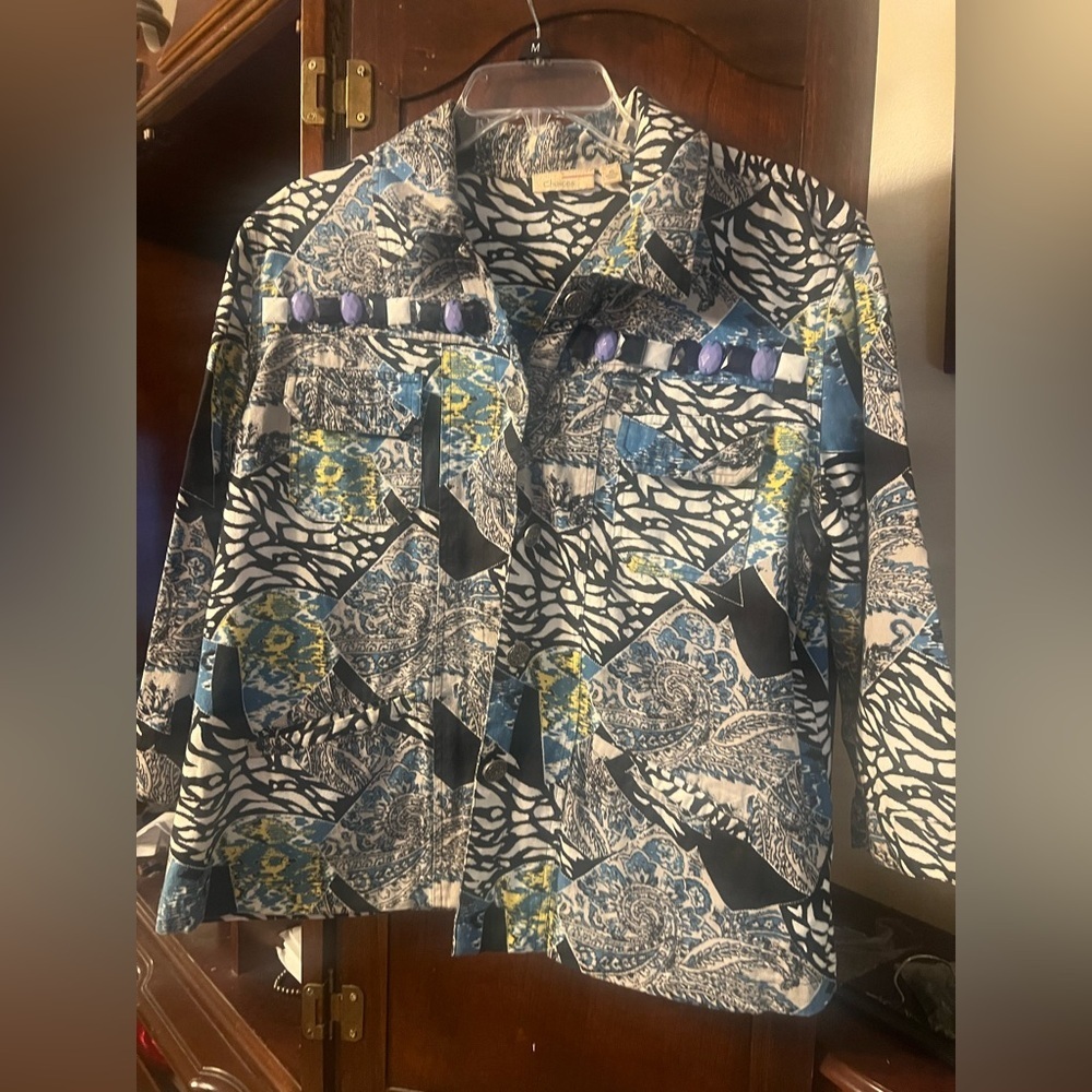 Choies Blue and Black Patterned Jacket
